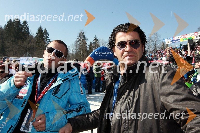 Jure Košir, nekdanji smučar in Alberto Tomba, nekdanji italijanski smučar50. Pokal Vitranc, slalom