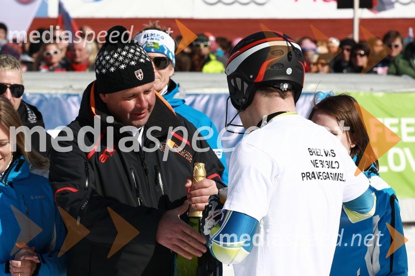 Grega Benedik, nekdanji smučar in Mitja Dragšič, smučar50. Pokal Vitranc, slalom