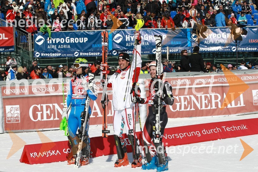 Axel Bäck, smučar (Švedska), Mario Matt, smučar (Avstrija) in Nolan Kasper, smučar (ZDA)50. Pokal Vitranc, slalom