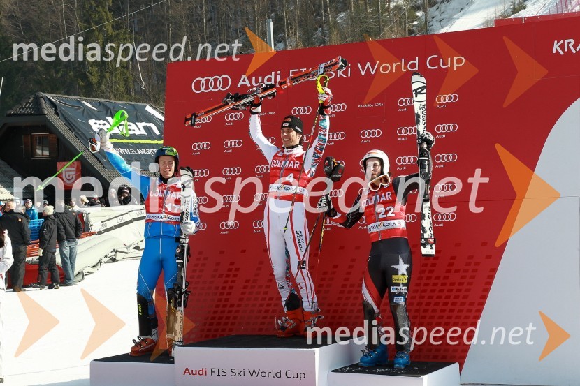 Axel Bäck, smučar (Švedska), Mario Matt, smučar (Avstrija) in Nolan Kasper, smučar (ZDA)50. Pokal Vitranc, slalom