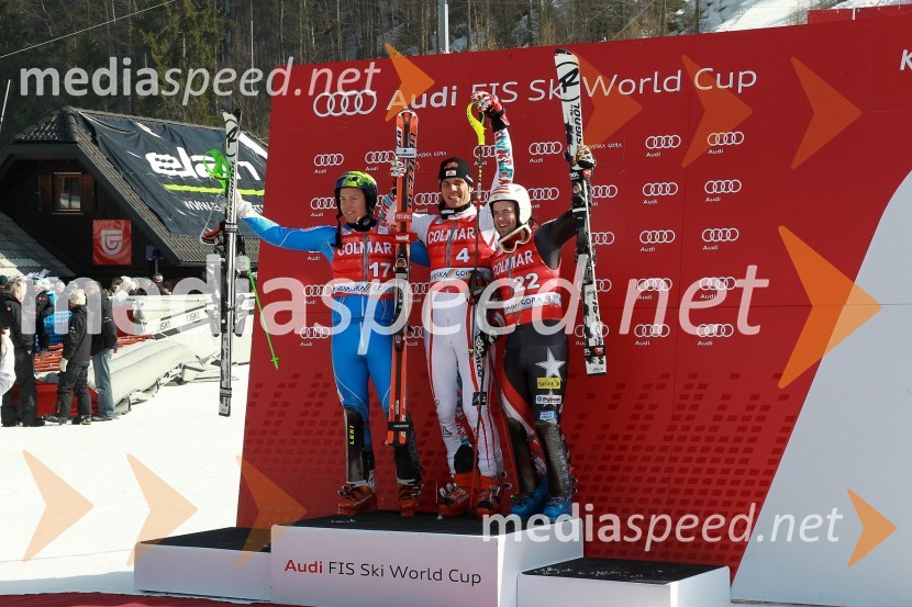 Axel Bäck, smučar (Švedska), Mario Matt, smučar (Avstrija) in Nolan Kasper, smučar (ZDA)50. Pokal Vitranc, slalom