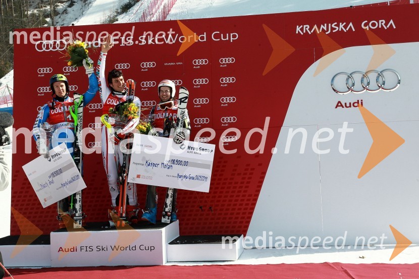 Axel Bäck, smučar (Švedska), Mario Matt, smučar (Avstrija) in Nolan Kasper, smučar (ZDA)50. Pokal Vitranc, slalom