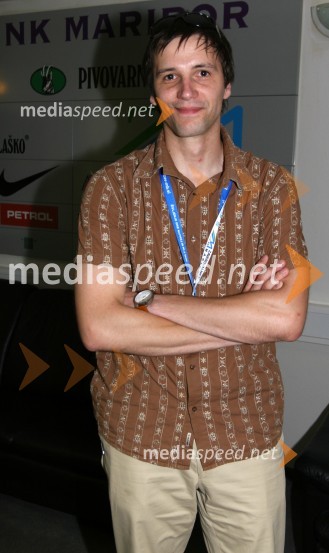 Stipe Jerič, novinar televizije RTS in predstavnik za odnose z javnostmi NK MariborNK Maribor - Villareal CF, nogometna tekma