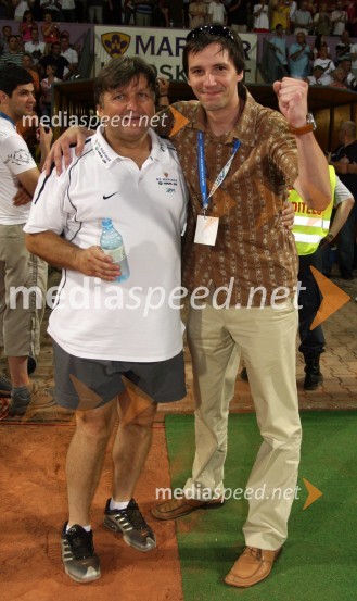 Branko Horjak, pomočnik trenerja NK Maribor in Stipe Jerič, novinar televizije RTS in predstavnik za odnose z javnostmi NK MariborNK Maribor - Villareal CF, nogometna tekma