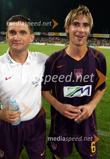 Marijan Pušnik, trener NK Maribor in Martin Pregelj, nogometašNK Maribor - Villareal CF, nogometna tekma