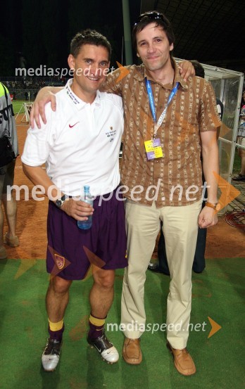 Marijan Pušnik, trener NK Maribor in Stipe Jerič, novinar televizije RTS in predstavnik za odnose z javnostmi NK MariborNK Maribor - Villareal CF, nogometna tekma