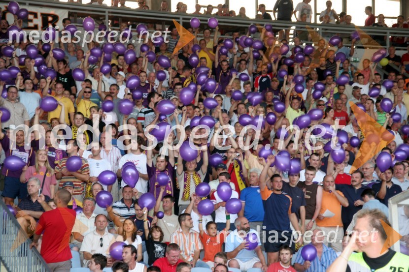 Pogled na polno tribuno Ljudskega vrtaNK Maribor - Villareal CF, nogometna tekma