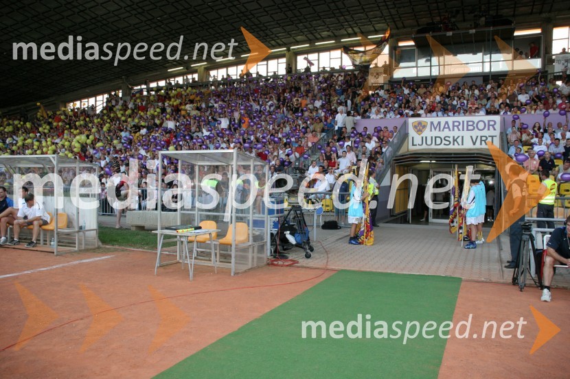 Pogled na polno tribuno Ljudskega vrtaNK Maribor - Villareal CF, nogometna tekma