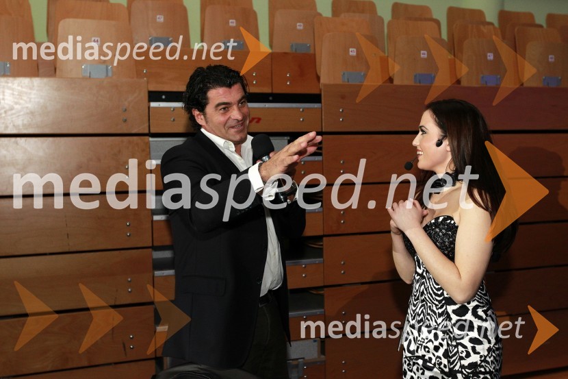 Alberto Tomba, nekdanji italijanski smučar ter Maja Martina Merljak, igralka in povezovalka prireditveBela večerja ob 50 letnici Pokala Vitranc