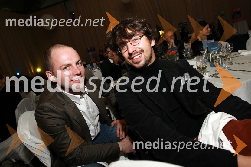 Nino Klinger, SNS Maribor in Tine Kračun, direktor podjetja Intermedius d.o.o.Bela večerja ob 50 letnici Pokala Vitranc