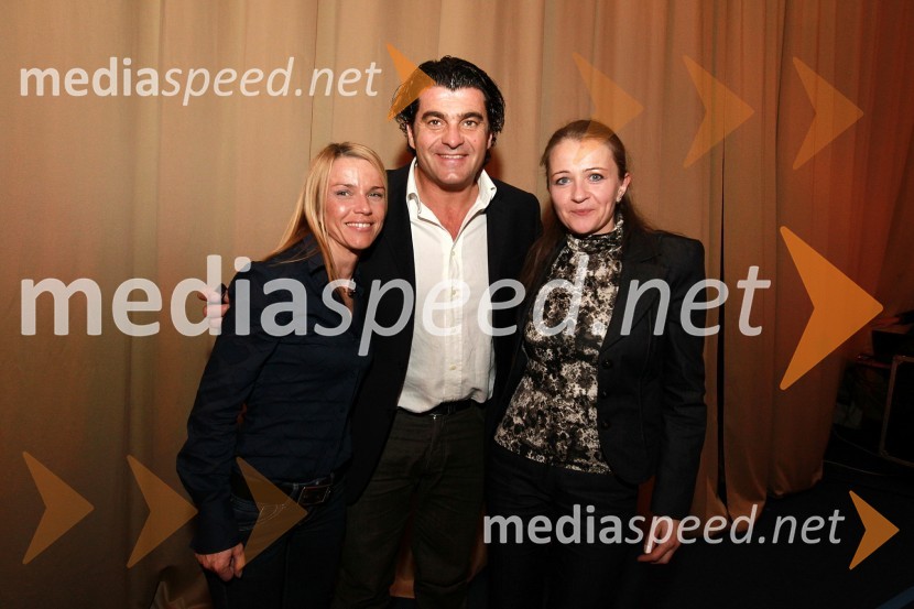 Mirjam Bolta, soproga Francija Bolte, Alberto Tomba, nekdanji italijanski smučar in Polona Ferjančič, soproga Danila FerjančičaBela večerja ob 50 letnici Pokala Vitranc