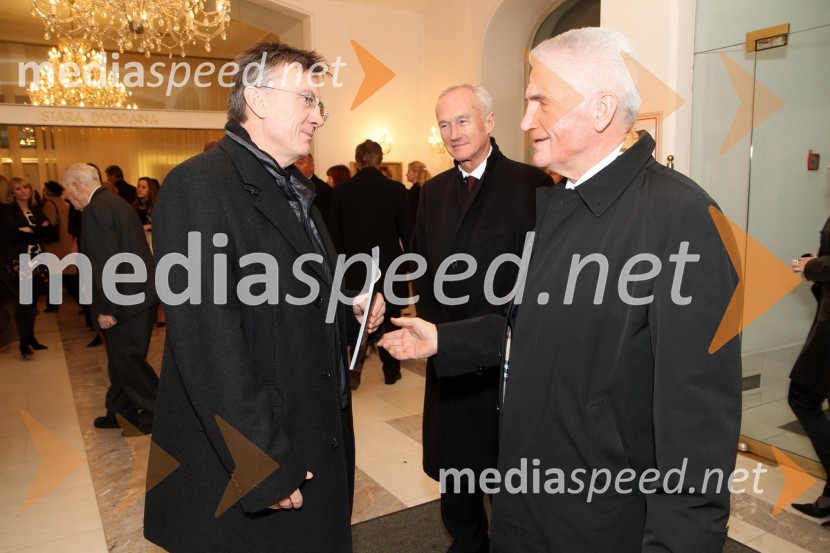 Prof. dr. Danijel Rebolj, novoizvoljeni rektor Univerze v Mariboru, Janez Pergar in prof. dr. Ludvik Toplak, nekdanji rektor Univerze v MariboruMoč usode, premiera v SNG Maribor