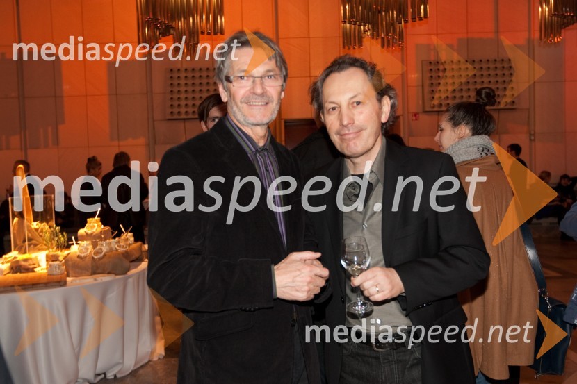 dr. Ferdinand Šerbelj, kustos za terenski študij Narodne galerije in Edi Berk, oblikovalec, arhitektOdprtje razstave Toulouse-Lautrec v Cankarjevem domu