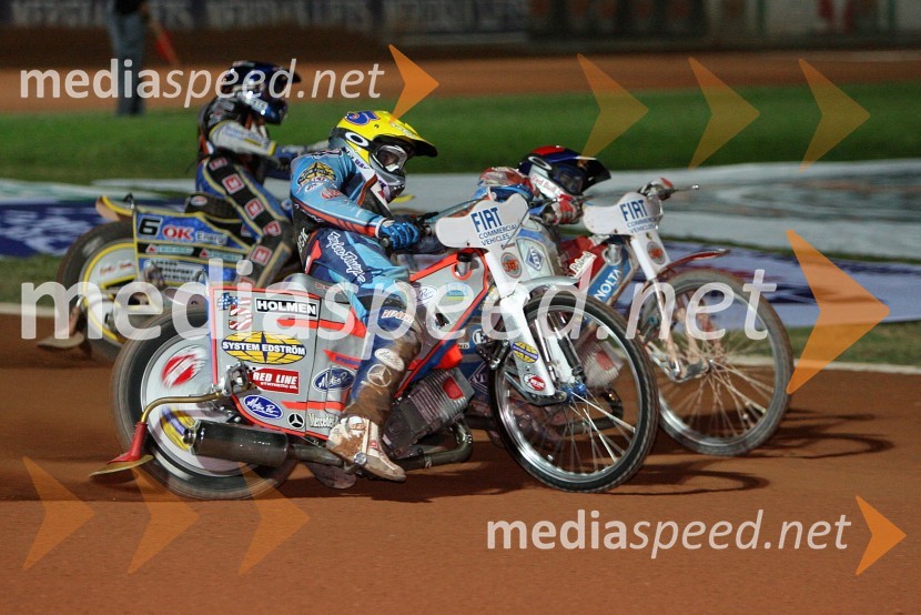 Bjarne Pedersen (Danska), Greg Hancock (ZDA) in Jaroslaw Hampel (Poljska)SPEEDWAY GRAND PRIX, VN Italije 2006, dirka