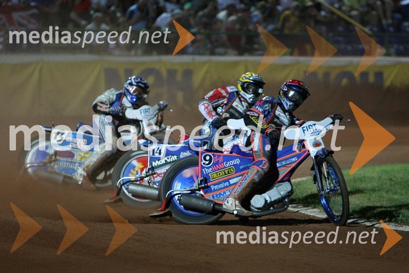 Matej Žagar (Slovenija), Piotr Protasiewicz (Poljska) in Scott Nicholls (VBR)SPEEDWAY GRAND PRIX, VN Italije 2006, dirka