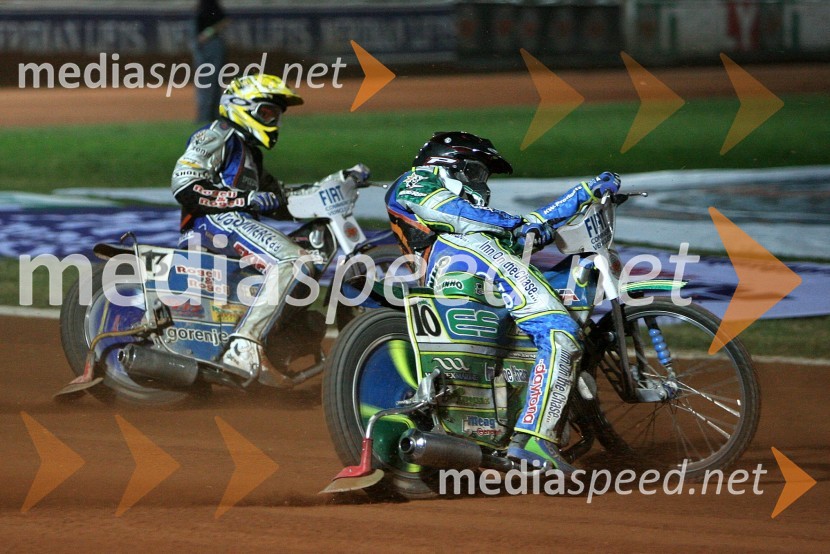 Matej Žagar (Slovenija) in Antonio Lindbaeck (Švedska)SPEEDWAY GRAND PRIX, VN Italije 2006, dirka