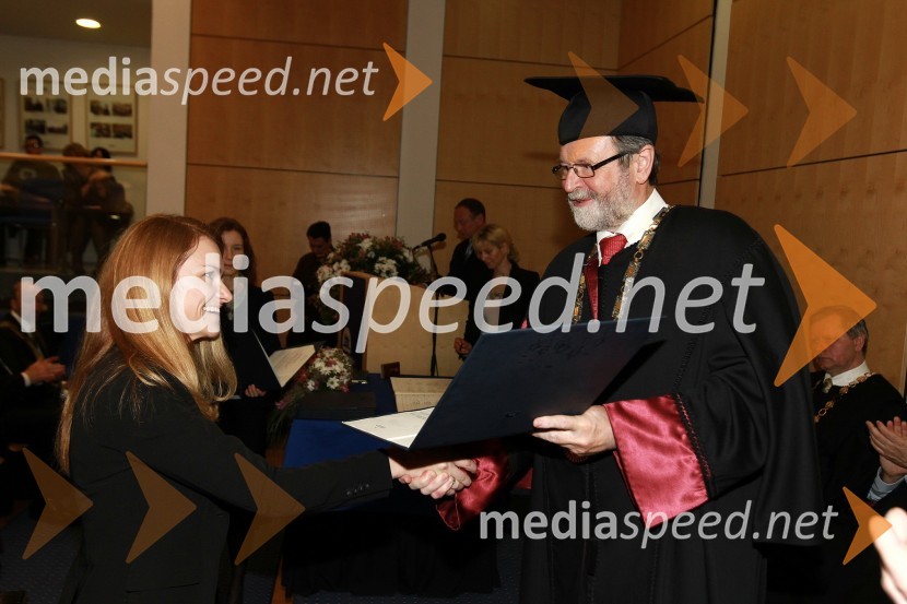 Dr. Darja Jaušovec, Fakulteta za strojništvo Univerze v Mariboru in prof. dr. Ivan Rozman, rektor Univerze v MariboruRektorjev dan Univerze v Mariboru 2011, promocija doktorjev znanosti in podelitev nagrad