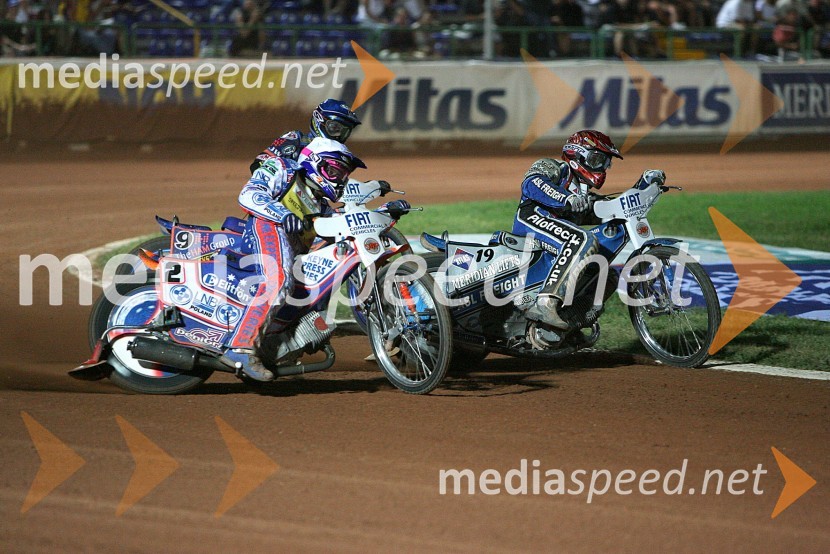 Scott Nicholls (VBR), Jason Crump (Avstralija) in Hans Andersen (Danska)SPEEDWAY GRAND PRIX, VN Italije 2006, dirka
