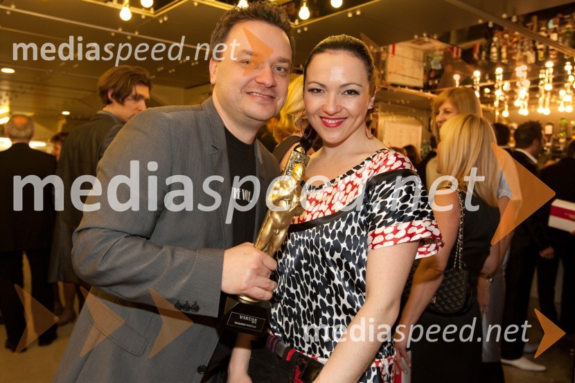 Sašo Papp, moderator na Radio Center in Polona Požgan, moderatorka na Radio CenterViktorji 2010, zaključna zabava