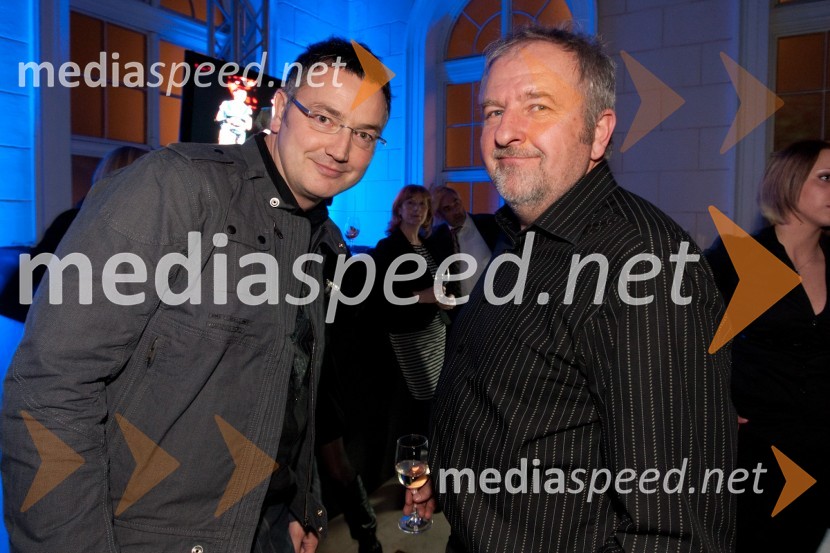 Miha Tozon, režiser in Vinko Cankar, član skupine ČukiViktorji 2010, zaključna zabava