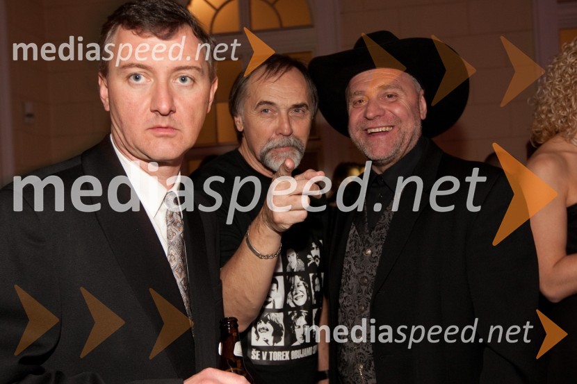 Jernej Vene, glasbeni urednik, Dragan Bulič, glasbeni urednik in Milan Pečovnik-Pidži, glasbenikViktorji 2010, zaključna zabava