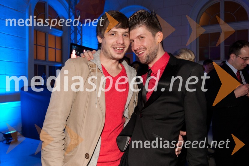 Anže Zevnik-Zele, igralec in Tomaž Mihelič-Marlena, novinarViktorji 2010, zaključna zabava