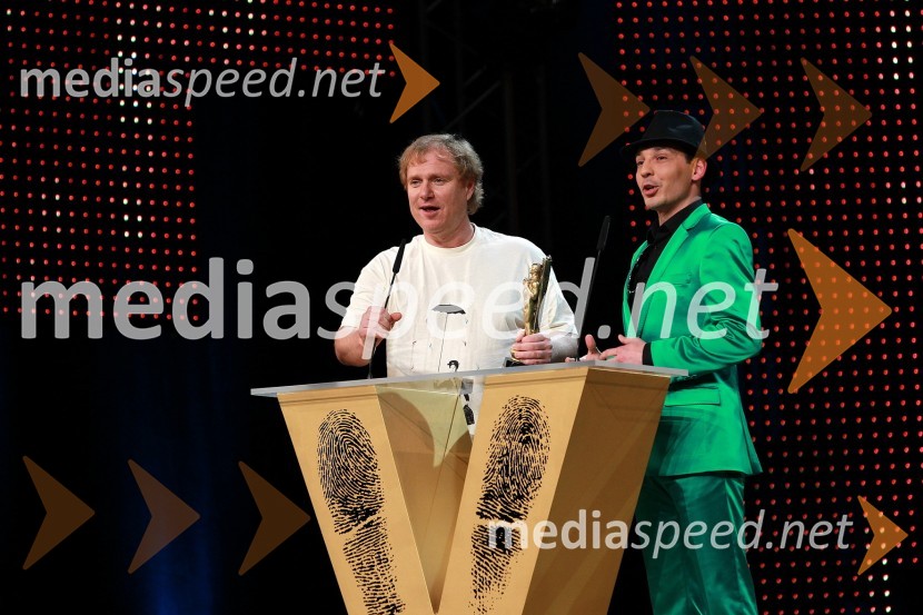 Sašo Hribar, televizijski voditelj in Tadej Toš, igralecViktorji 2010, dogajanje v dvorani