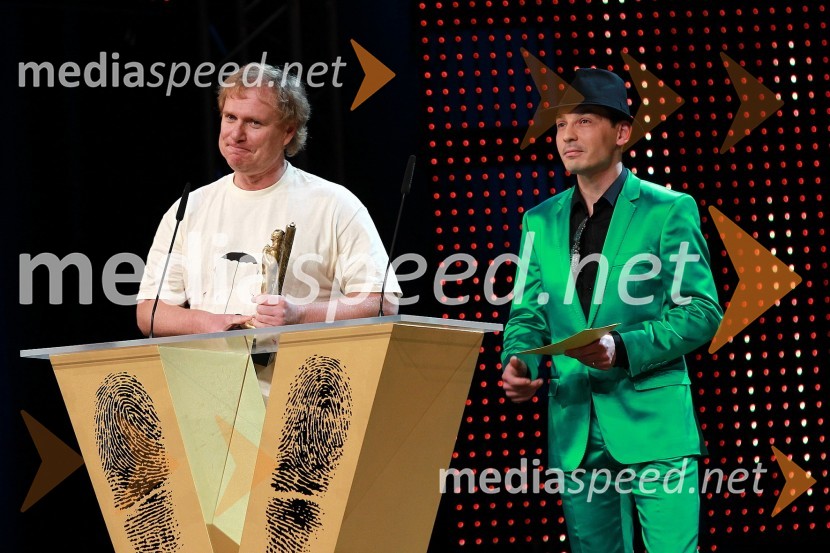 Sašo Hribar, televizijski voditelj in Tadej Toš, igralecViktorji 2010, dogajanje v dvorani