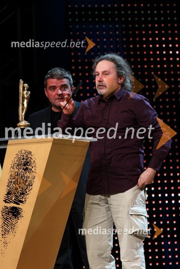 Matej Družnik, fotograf in Miha Hočevar, režiserViktorji 2010, dogajanje v dvorani