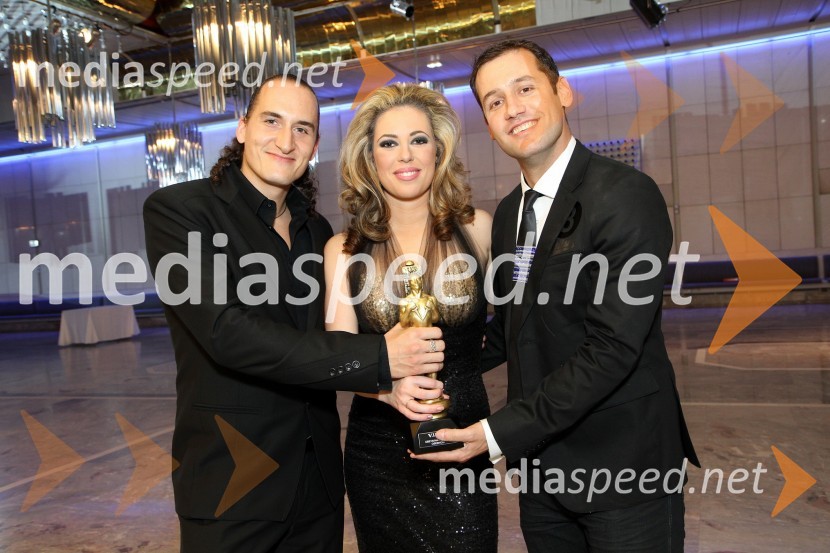 Peter Poles, tv voditelj, Ana Tavčar, tv voditeljica in Vid Valič, tv voditelj ter stand up komikViktorji 2010, zaključna zabava