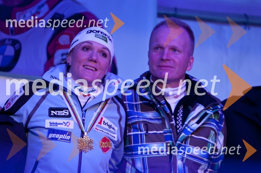 Petra Majdič, smučarska tekačica in Robert Slabanja, prvi trener Petre MajdičPetra Majdič se je poslovila od športne kariere