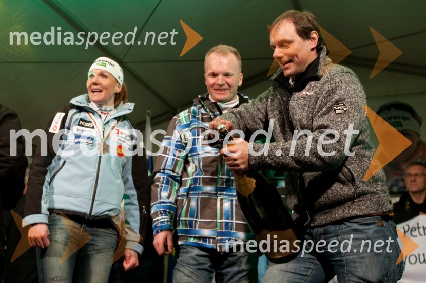 Petra Majdič, smučarska tekačica, Robert Slabanja, prvi trener Petre Majdič in Ivan Hudač, trener Petre MajdičPetra Majdič se je poslovila od športne kariere