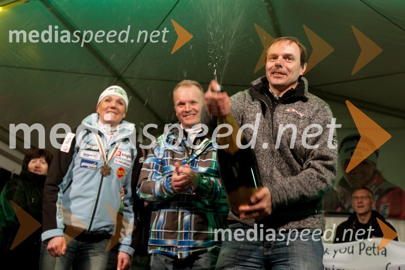 Petra Majdič, smučarska tekačica, Robert Slabanja, prvi trener Petre Majdič in Ivan Hudač, trener Petre MajdičPetra Majdič se je poslovila od športne kariere