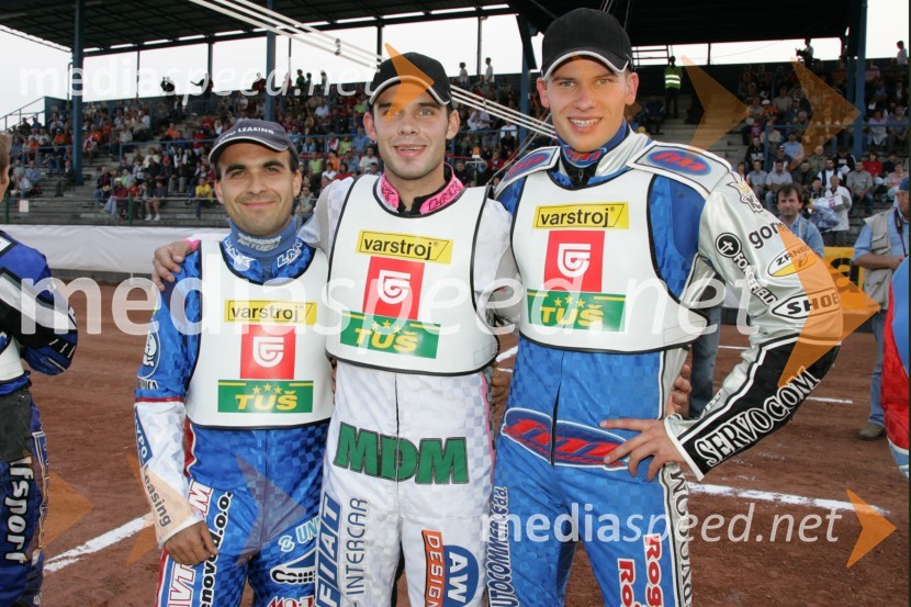 Slovenski spidvejisti: Izak Šantej, Jernej Kolenko in Matej ŽagarSPEEDWAY, EP parov finale, Lendava
