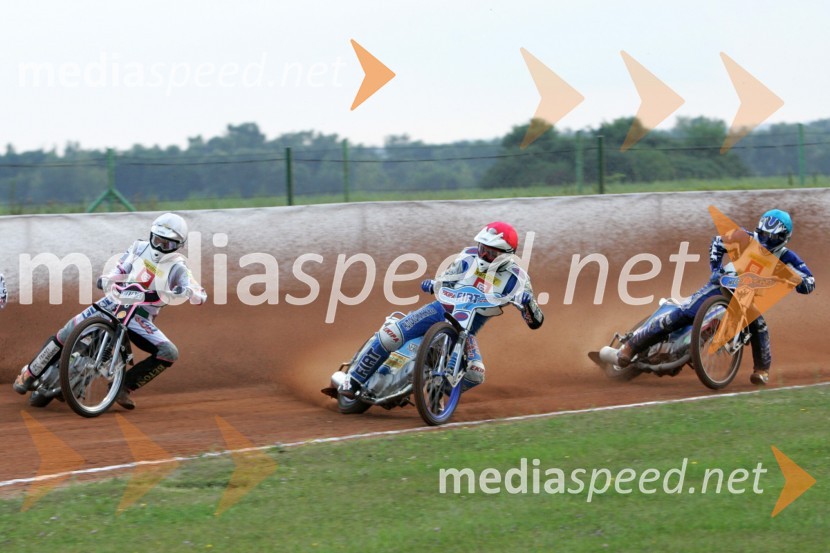 Jernej Kolenko, Matej Žagar (oba Slovenija) in Roman Ivanov (Rusija)SPEEDWAY, EP parov finale, Lendava