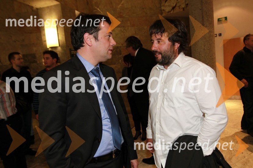 Matej Arčon, župan Nove Gorice in Aleks Klinec, vinarstvo KlinecDekameron, premiera v SNG Nova Gorica