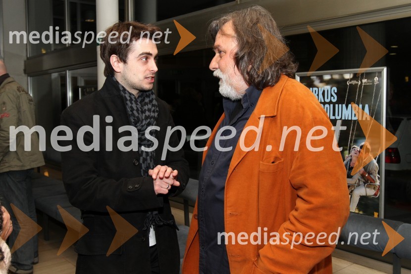 Boris Ler, igralec in Dušan Milavec, scenografPremiera filma Cirkus Columbia