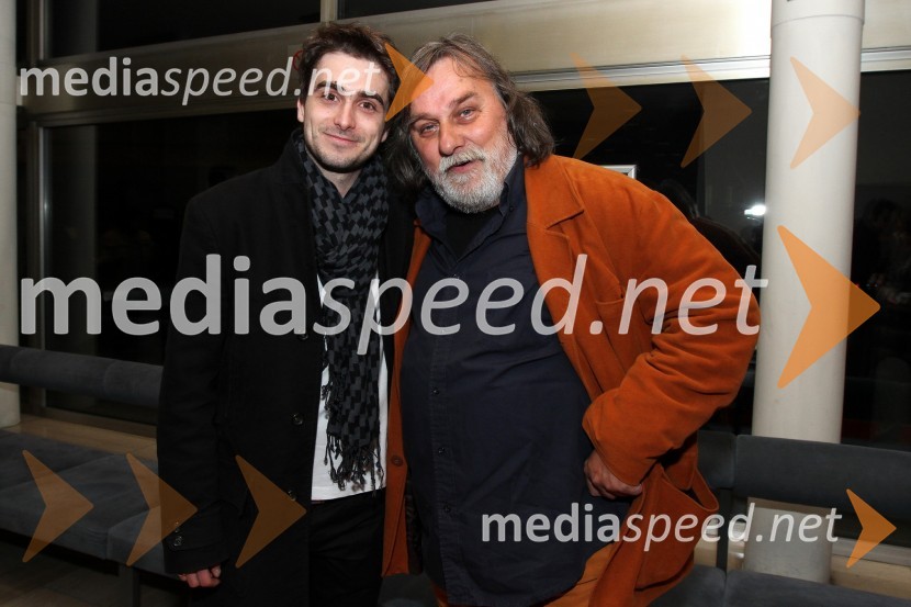 Boris Ler, igralec in Dušan Milavec, scenografPremiera filma Cirkus Columbia