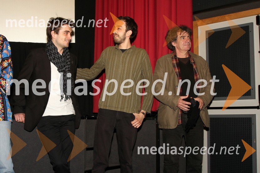 Boris Ler, igralec, Almir Mehić, igralec in Miki Manojlović, igralecPremiera filma Cirkus Columbia