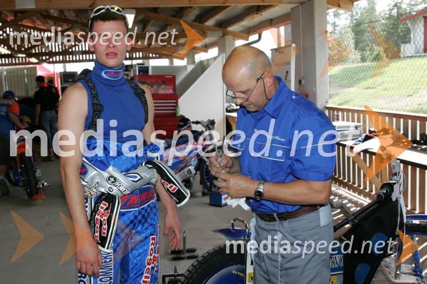 Matej Žagar, spidvejist in njegov oče FranciSPEEDWAY GRAND PRIX, VN Skandinavije 2006, trening