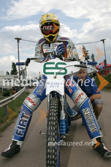 Matej Žagar, spidvejist in njegov mehanik Aleš KraljičSPEEDWAY GRAND PRIX, VN Skandinavije 2006, trening