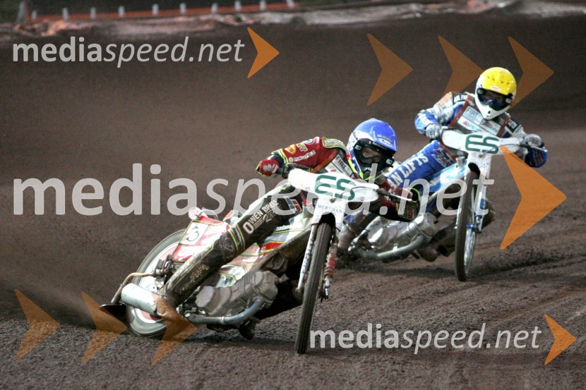 Leigh Adams (Avstralija) in Niels Kristian Iversen (Danska)SPEEDWAY GRAND PRIX, VN Skandinavije 2006, trening