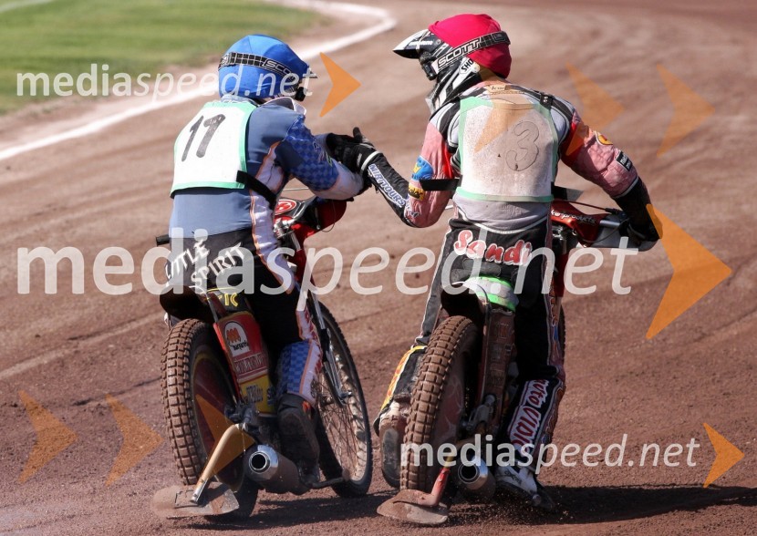 Aleksander Čonda (AMD Krško), Matic Ivačič (AMD Krško)Speedway, državno prvenstvo mladincev Slovenije, Hrvaške in Madžarske, 2. dirka