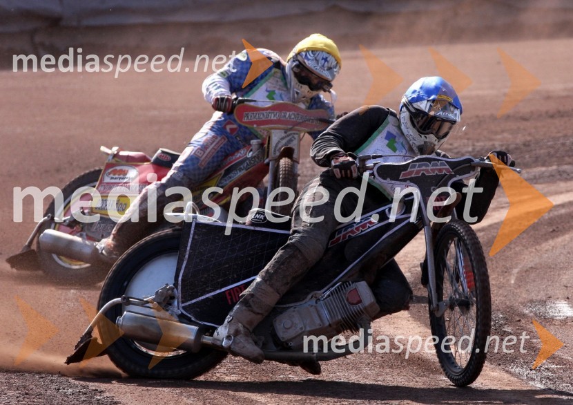 Nejc Malešič (AMTK Ljubljana), Ladislav Vida (ST Lendava)Speedway, državno prvenstvo mladincev Slovenije, Hrvaške in Madžarske, 2. dirka