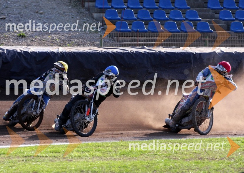 Roland Benkö (Gyula, Madžarska), Nejc Malešič (AMTK Ljubljana), Matic Ivačič (AMD Krško)Speedway, državno prvenstvo mladincev Slovenije, Hrvaške in Madžarske, 2. dirka