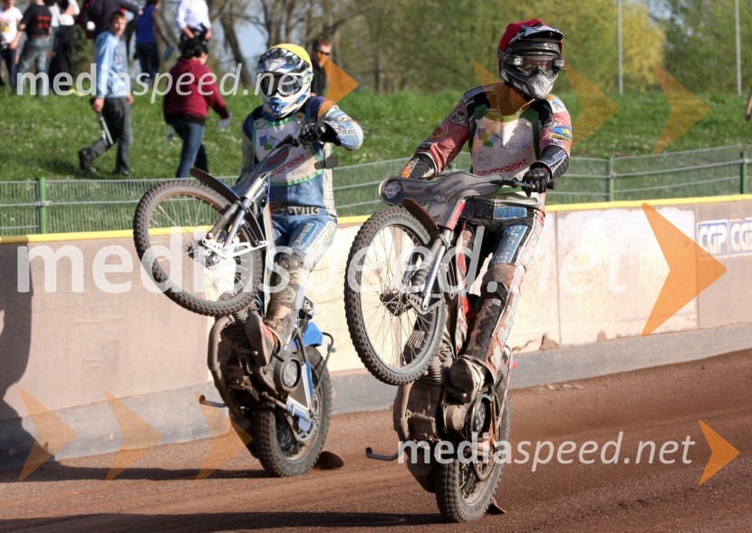 Dino Kovačič (SK Unia Goričan), Aleksander Čonda (AMD Krško)Speedway, državno prvenstvo mladincev Slovenije, Hrvaške in Madžarske, 2. dirka