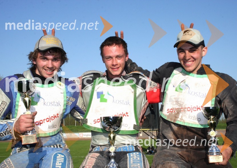 Dino Kovačič (SK Unia Goričan), 	Aleksander Čonda (AMD Krško), Nejc Malešič (AMTK Ljubljana)Speedway, državno prvenstvo mladincev Slovenije, Hrvaške in Madžarske, 2. dirka