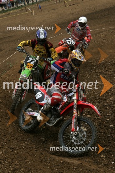 Toni Mulec (MK Slovenj Gradec), Jernej Irt (AMD Sitar Dunlop) in Marko Leljak (Hrvaška)MOTOKROS, 5. dirka za DP, Šentvid pri Stični