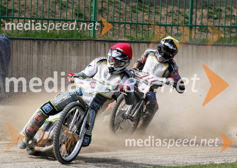 Aleš Kraljič in Aleksander ČondaSpeedway, državno prvenstvo posameznikov Slovenije in Hrvaške, 2.dirka