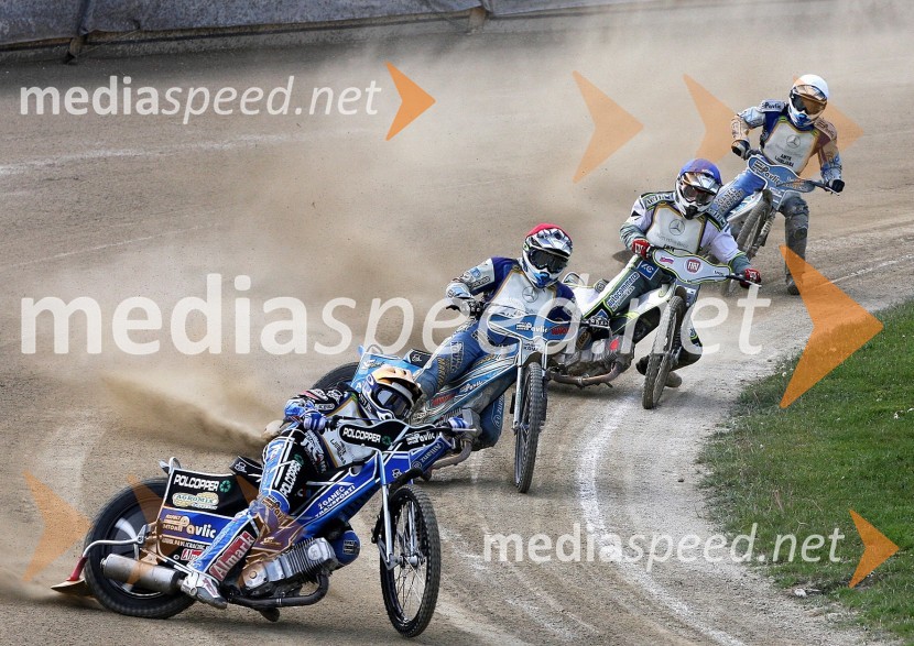 Jurica Pavlic, Dino Kovačič, Aleš Kraljič in Renato CvetkoSpeedway, državno prvenstvo posameznikov Slovenije in Hrvaške, 2.dirka